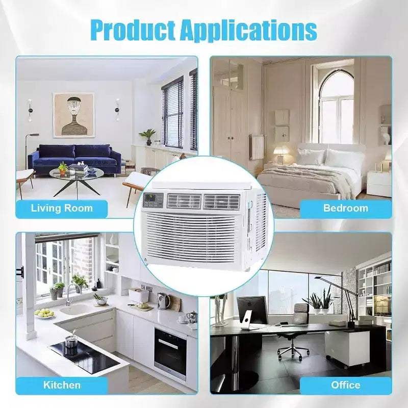 Acondicionador de aire de ventana GustoWave, unidad de ventana de CA pequeña con control remoto y kit de ventana, blanco