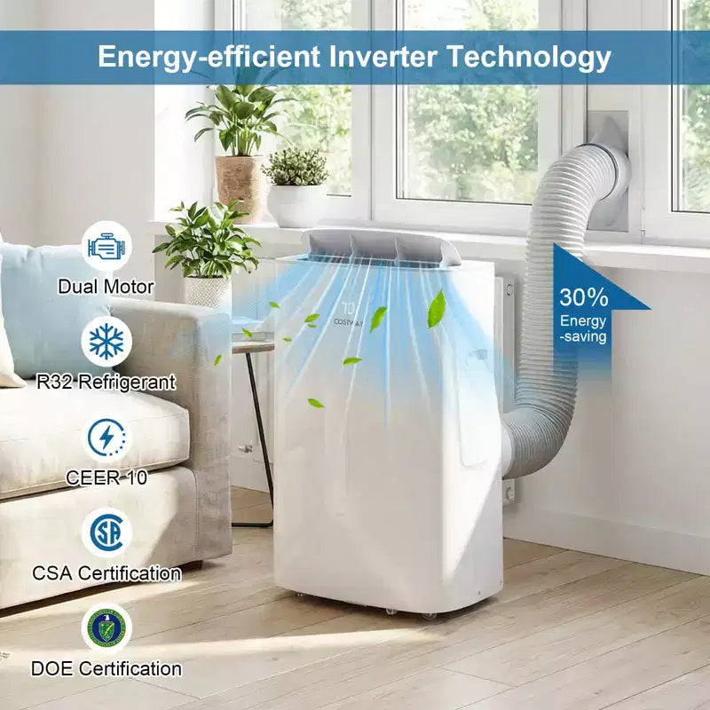 Acondicionador de Aire Portátil Inverter Costway de 15000 BTU con Ventilador, Deshumidificador, Oscilación Automática