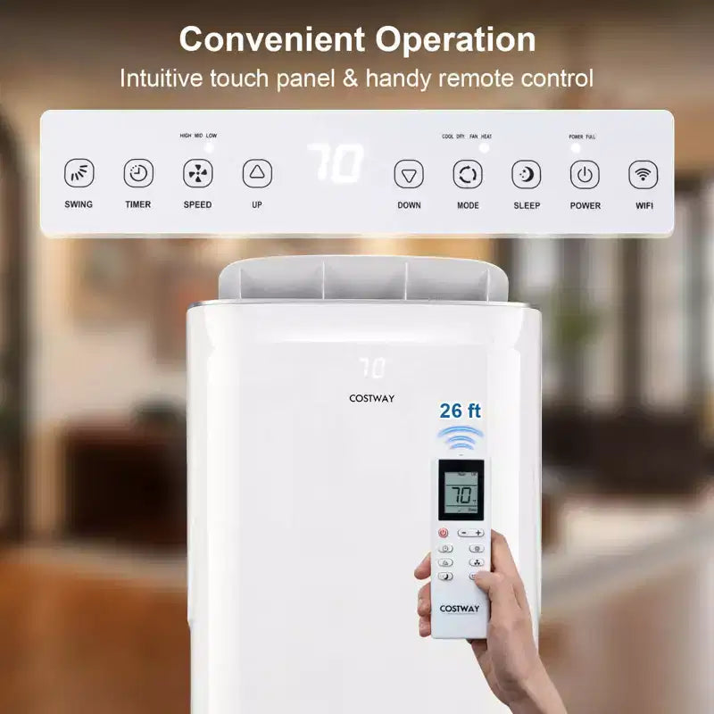 Acondicionador de Aire Portátil Inverter Costway de 15000 BTU con Ventilador, Deshumidificador, Oscilación Automática