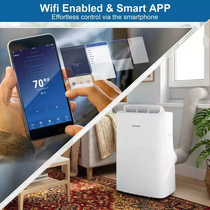 Acondicionador de Aire Portátil Inverter Costway de 15000 BTU con Ventilador, Deshumidificador, Oscilación Automática