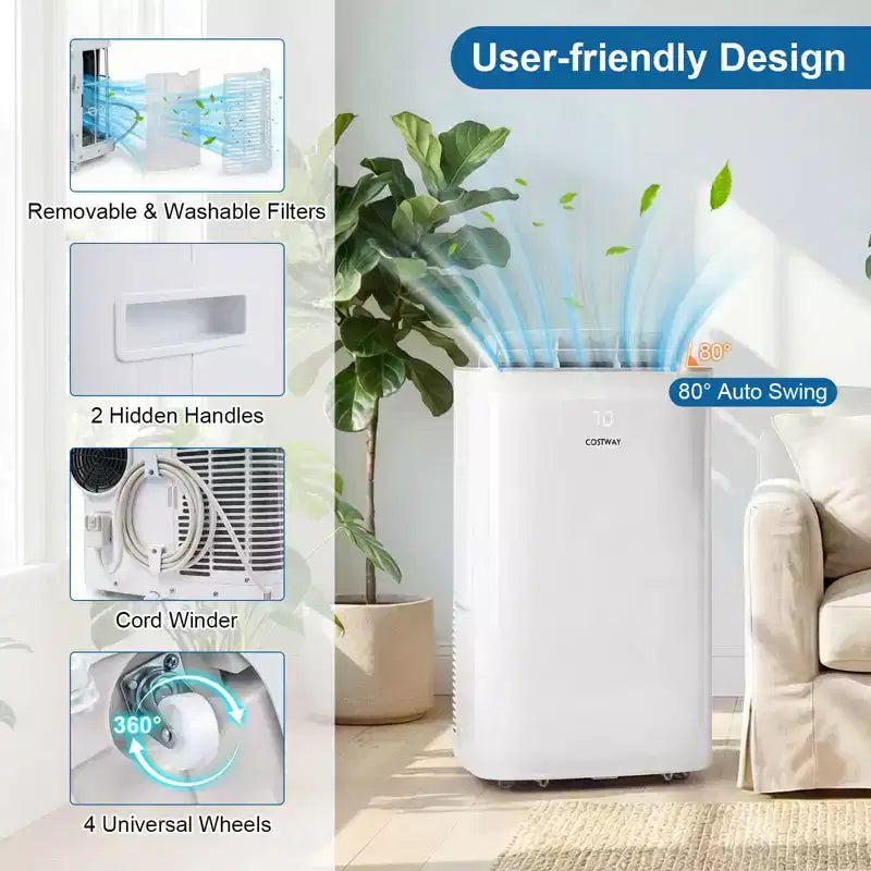 Acondicionador de Aire Portátil Inverter Costway de 15000 BTU con Ventilador, Deshumidificador, Oscilación Automática