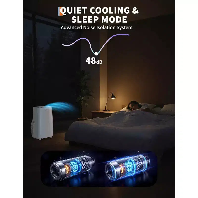 Acekool 14,000 BTU Portable Air Conditioner, 3-in-1 AC Unit, Cools up to 750 Sq.Ft, Remote, Timer, White