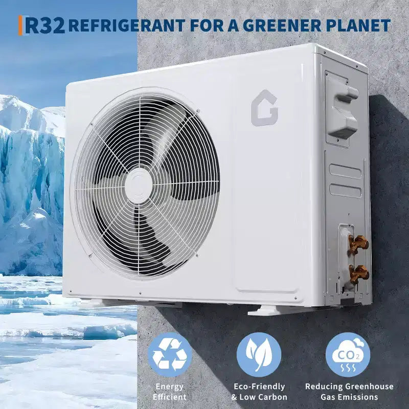 Acekool 9000 BTU 19 SEER2 Mini Split AC, Ultra-Quiet Inverter Heat Pump, 115V, White, 10ft Line Set