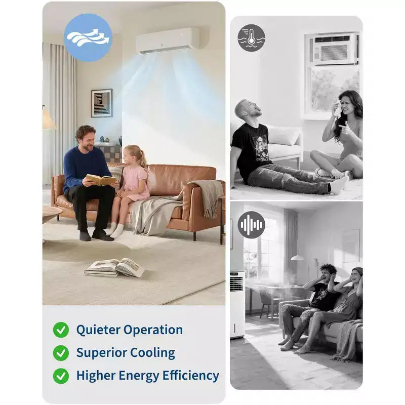 Acekool 9,000 BTU Mini Split Air Conditioner Heat Pump, 19 SEER2 Ductless Inverter AC 115V, Wall Mount, Installation Kit, White