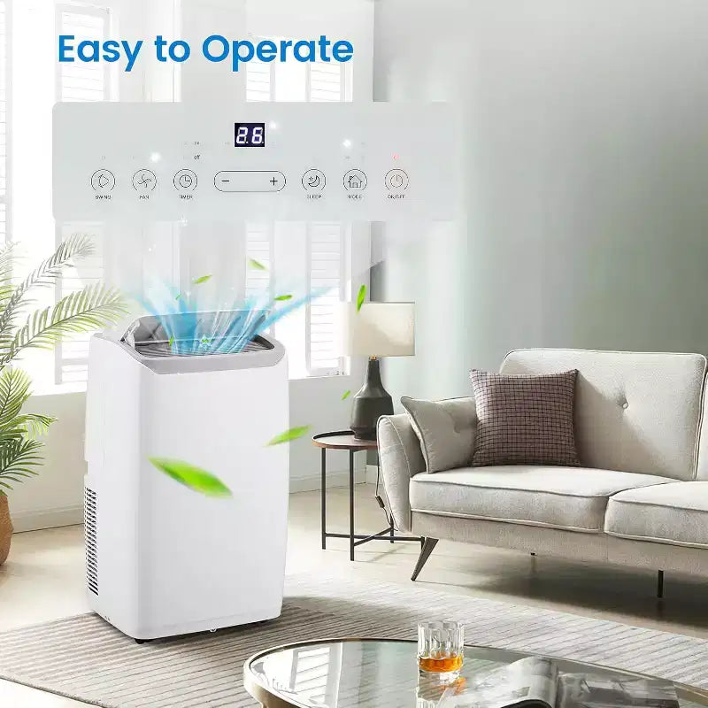 GustoWave 12000 BTU 3-in-1 Portable Air Conditioner with Cooling, Multi-Speed, Sleep Mode, Auto Swing, Remote