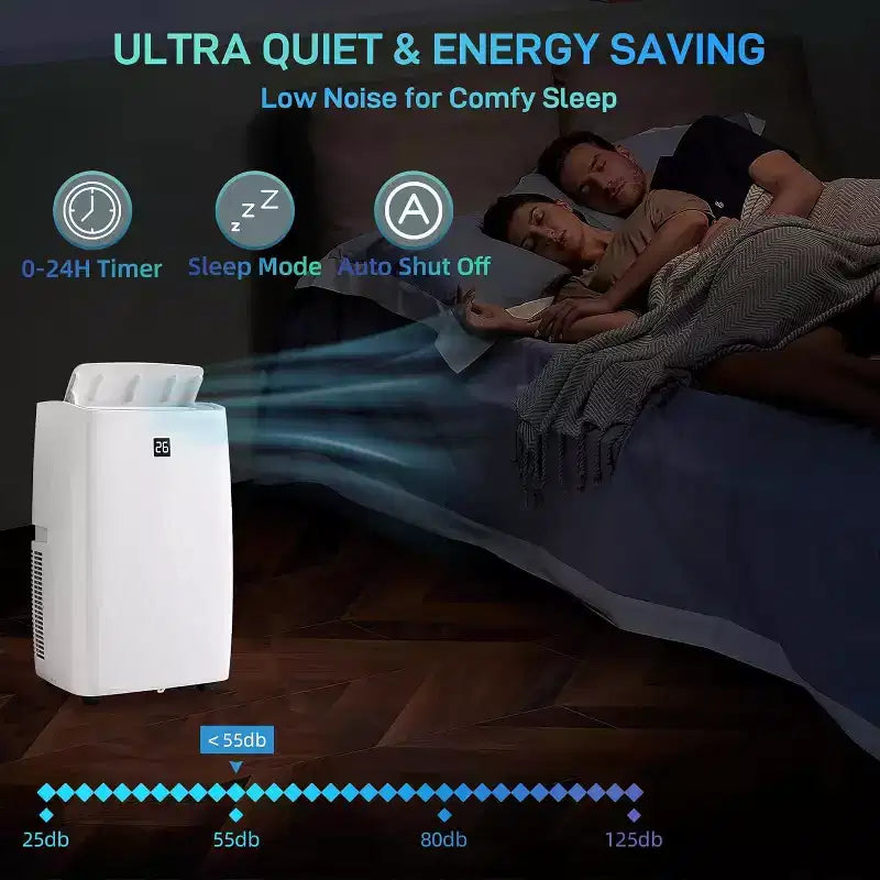 GustoWave 12000 BTU Portable Air Conditioner with Cooling, Dehumidifying & Fan Features for Medium Rooms