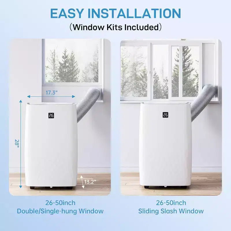GustoWave 12000 BTU Portable Air Conditioner with Cooling, Dehumidifying & Fan Features for Medium Rooms