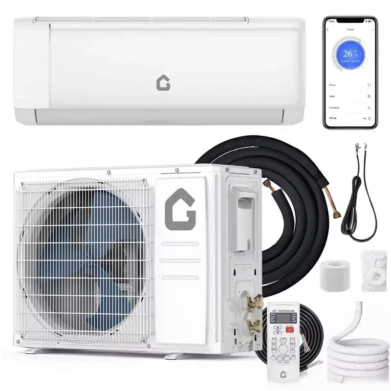 12000 BTU Mini Split AC & Heater  21 SEER2 Inverter, Ductless Wall-Mounted, 230V, WiFi/Remote, R32, ECO, Dehumidify, 24H Timer, High-Speed Cooling