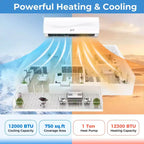 Costway 12000 BTU Mini Split Air Conditioner & Heater with Heat Pump, Full Installation Kit