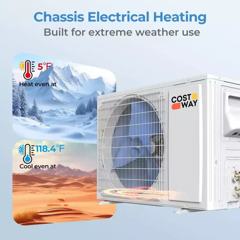 Costway 12000 BTU Mini Split Air Conditioner & Heater with Heat Pump, Full Installation Kit