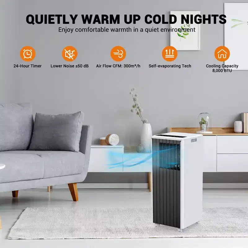 Garvee 8000 BTU Portable Air Conditioner, 3-in-1 AC with Cooling/Dehumidifier/Fan, Remote, 24H Timer, Cools 350 Sq Ft