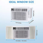 Garvee 12000 BTU Window Air Conditioner with Remote, Cools 350 Sq Ft, 3 Speeds Quiet LED Display for Bedroom, Office