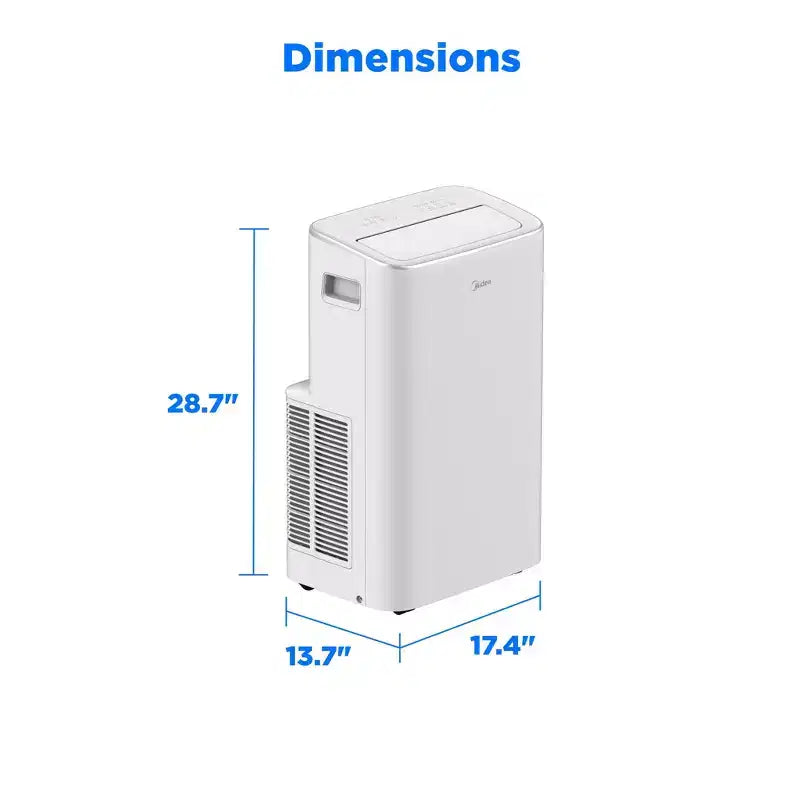 Midea 10,000 BTU DOE Smart Inverter Portable Air Conditioner, for spaces up to 450 sq. ft., White