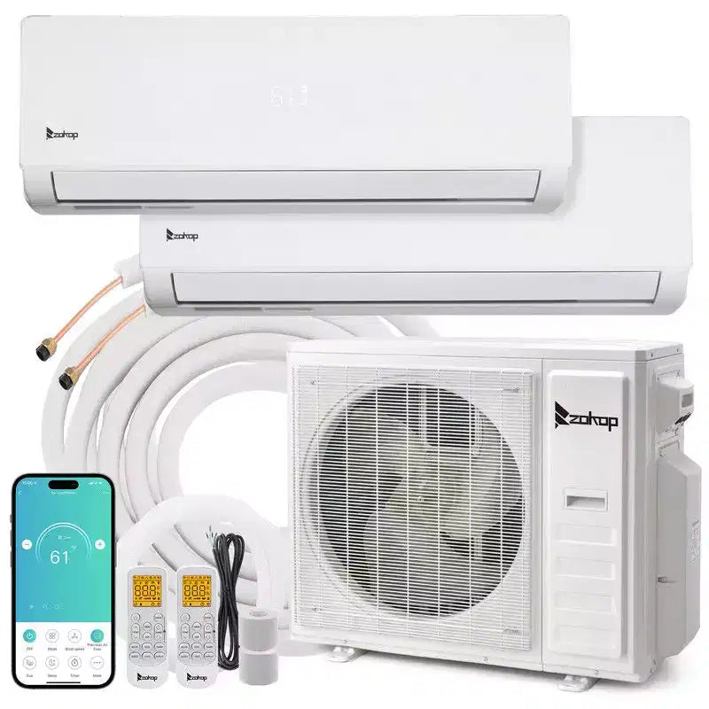Karl Home 2-Zone 38000 BTU 20 SEER2 Mini Split Air Conditioner with Heat Pump (12K+24K)