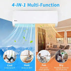 Karl Home 2-Zone 38000 BTU 20 SEER2 Mini Split Air Conditioner with Heat Pump (12K+24K)