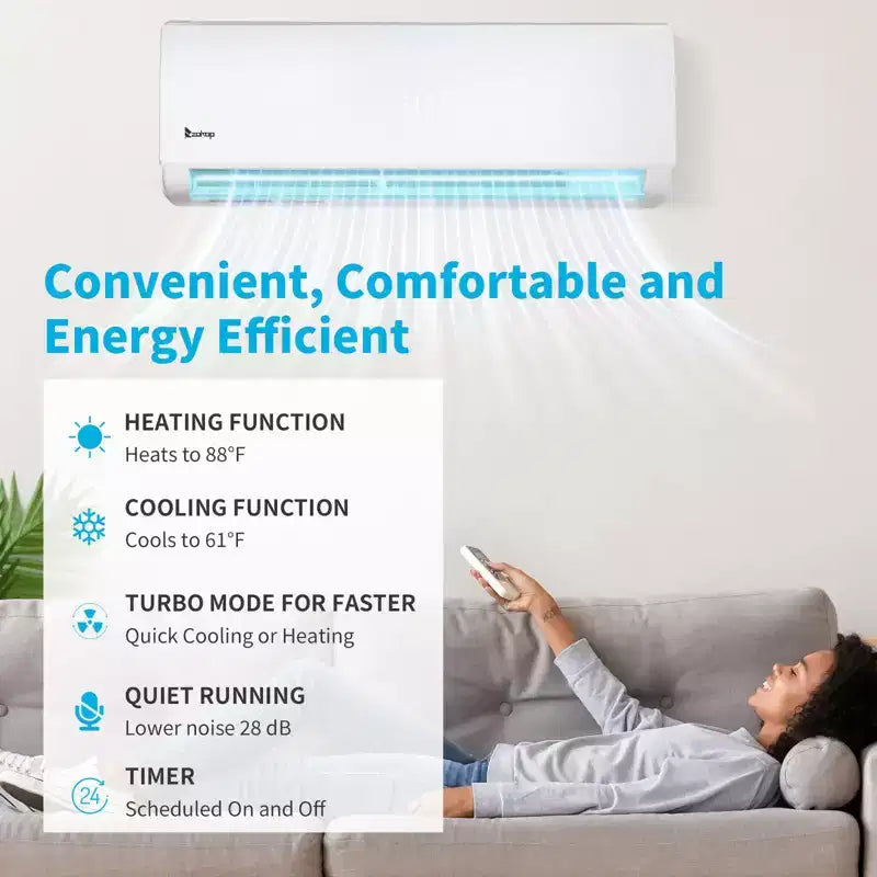 Karl Home 2-Zone 28000 BTU 20 SEER2 Mini Split Air Conditioner with Heat Pump (12K+12K)
