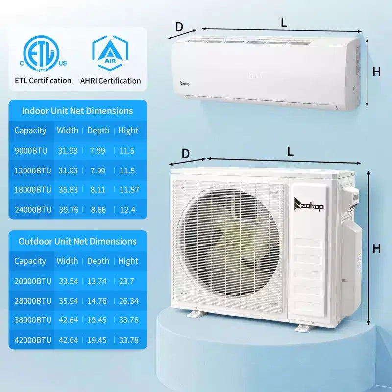 Karl Home 3-Zone 28000 BTU 20 SEER2 Mini Split Air Conditioner with Heat Pump (9K+9K+9K)