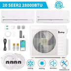 Karl Home 2-Zone 28000 BTU 20 SEER2 Mini Split Air Conditioner with Heat Pump (9K+18K)