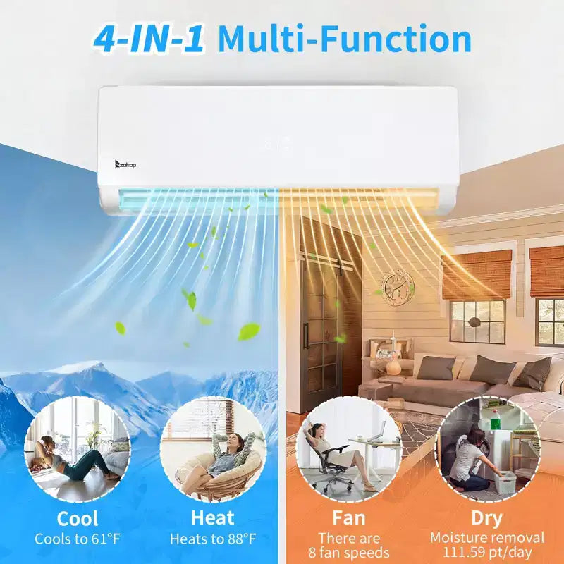 Karl Home 3-Zone 38000 BTU 20 SEER2 Mini Split Air Conditioner with Heat Pump (9K+12K+18K)