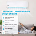 Karl Home 2-Zone 20000 BTU 20 SEER2 Mini Split Air Conditioner with Heat Pump (9K+12K)