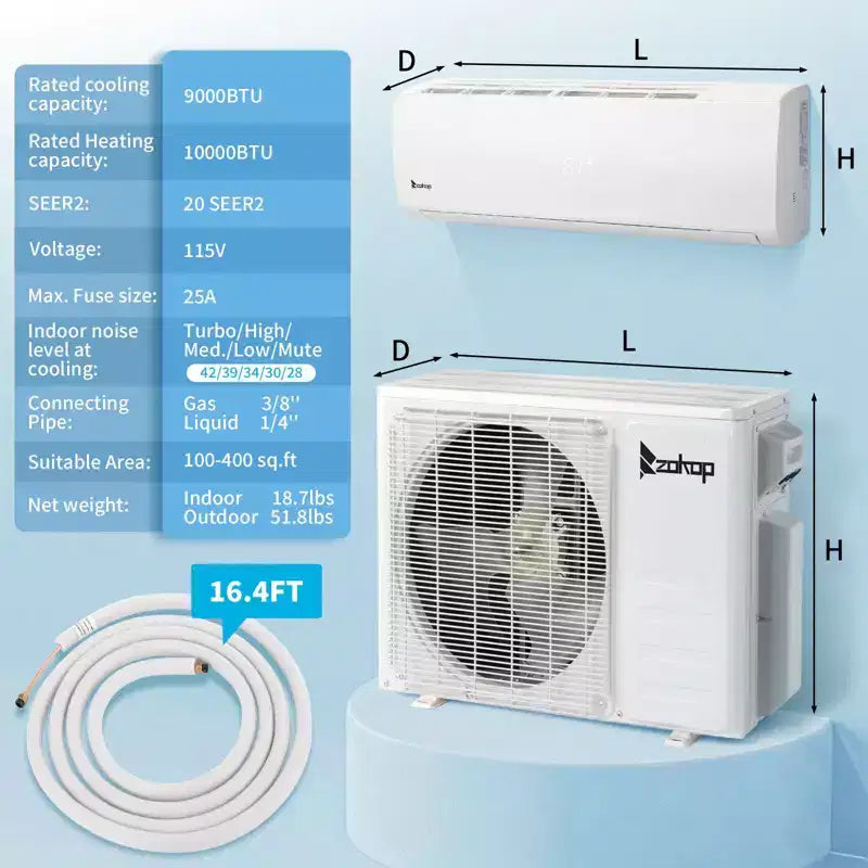 Karl Home 20 SEER2 9,000 BTU 0.75 Ton Ductless Mini Split Air Conditioner with Heat Pump 115V