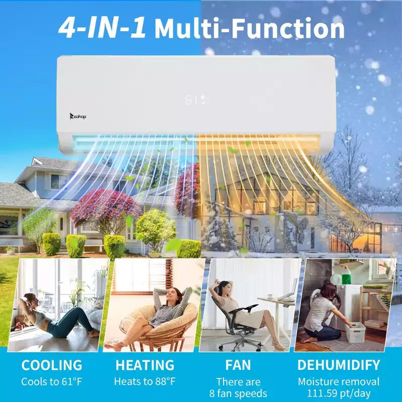 Karl Home 3-Zone 38000 BTU 20 SEER2 Mini Split Air Conditioner with Heat Pump (12K+12K+18K)