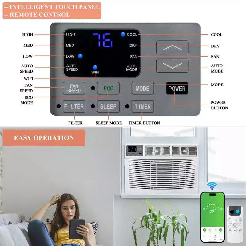 Karl Home 14000 BTU Wi-Fi Enabled Portable All-in-One Window Air Conditioner