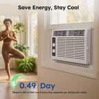 Simzlife 5000 BTU Window Air Conditioner, 2-in-1 AC for 150 Sq.Ft, Easy Installation, Energy-Saving & Quiet Operation, White
