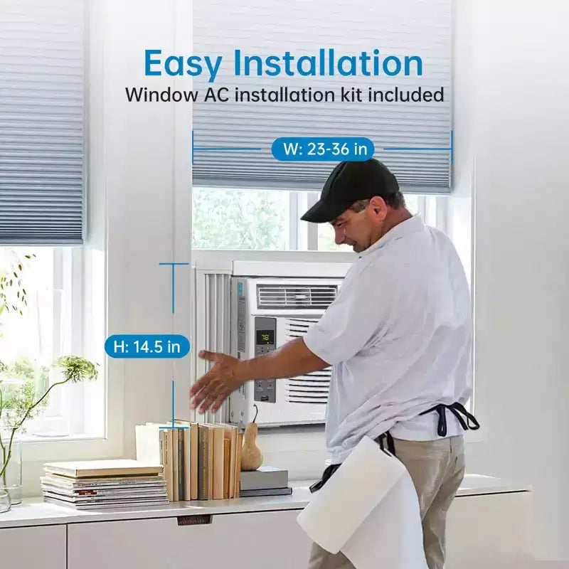 Window Air Conditioner 6,000 Btus, Turbo Fast Cooling Up to 250 Sq.Ft. Flexible Window Opening(T Design), Window AC Unit with Remote & APP Control