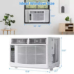 6000 BTU Window Air Conditioner, Cools Up to 350 Sq. Ft, Window AC Unit with Remote, 3 fan speeds, Sleep mode, Auto Restart, 115V/60Hz, White