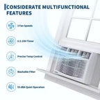 8000 BTU Window Air Conditioner Unit with Remote Control, Cools Rooms Up to 350 Sq ft, 3 Cooling & Fan Speeds Quiet Operation, Digital Display