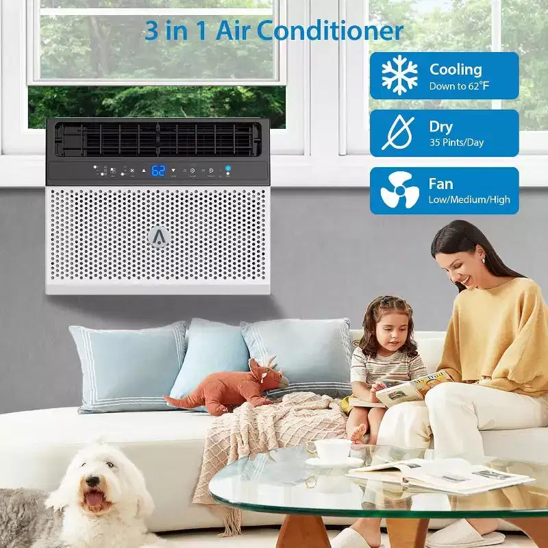 8,000 BTU U-Shaped Smart Inverter Air Conditioner C Cools up to 450 Sq. Ft., Ultra Quiet with Open Window Flexibility, Ultra Quiet, Energy Efficient