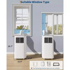 Acondicionador de aire portátil, 8000 BTU, enfriamiento silencioso con control remoto, diseño sin ventilación y autoevaporación, para habitaciones grandes, unidad de aire acondicionado de pie.