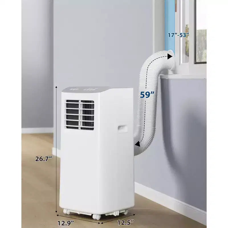 Acondicionador de aire portátil, 8000 BTU, enfriamiento silencioso con control remoto, diseño sin ventilación y autoevaporación, para habitaciones grandes, unidad de aire acondicionado de pie.