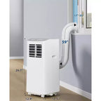 Acondicionador de aire portátil, 8000 BTU, enfriamiento silencioso con control remoto, diseño sin ventilación y autoevaporación, para habitaciones grandes, unidad de aire acondicionado de pie.