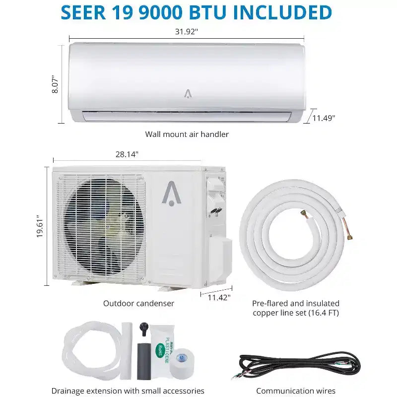 Mini Split Air Conditioning/Heating System, 19 Seer2 Inverter Mini Split Ac for Cooling Up to 450/750 Sq. Ft., Ductless Mini Split Heat Pump