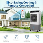 Air Cooler Evaporative Air Cooler with Water Tank, 4 Ice Packs, 3-Speed, 120 Oscillation, Remote Control and 12H Timer, 150W Portable Floor
