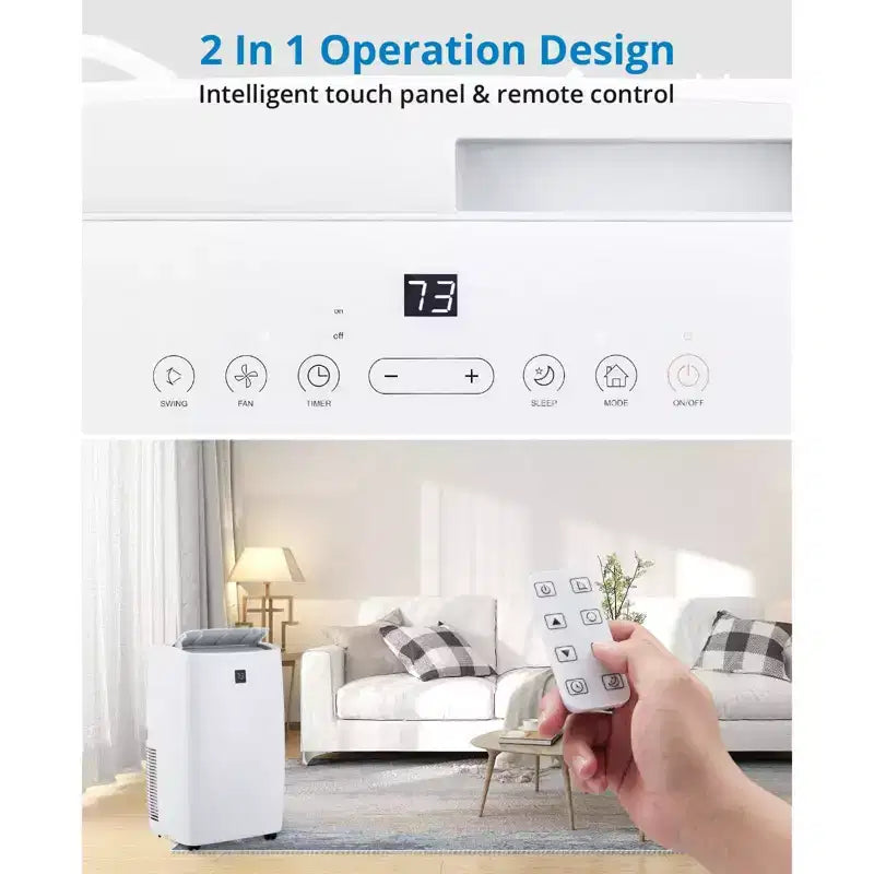 Unidad de aire acondicionado portátil de 14000 BTU, aire acondicionado con control remoto, funciones de frío, ventilador y deshumidificación, modo de suspensión/temporizador de 24 horas, enfría 65 m²