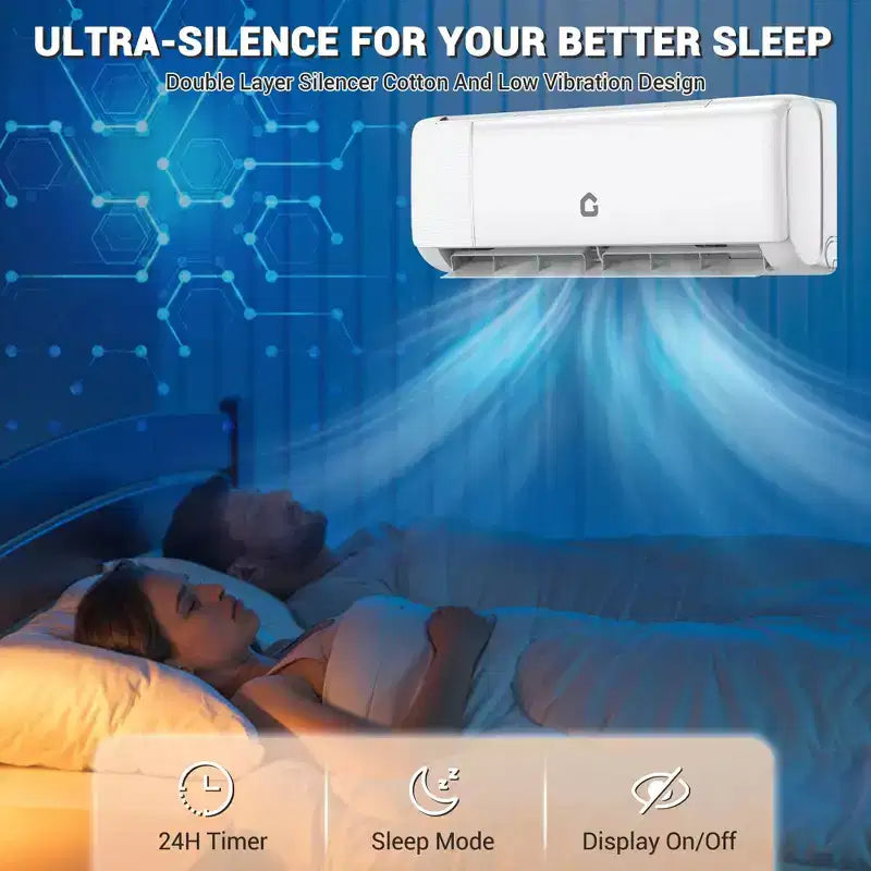 12,000 BTU Mini Split Air Conditioner,22 SEER2,750 Sq.Ft Cooling/Heating,Smart Inverter,Alexa WiFi Control, 5 Modes (Cool/Heat/Dehumid/Fan/Sleep)