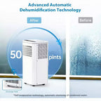 8000 BTU Portable Air Conditioner, 3-in-1 Portable AC Unit with Cooling, Dehumidifier & Fan Modes for Rooms up to 350 sq.ft