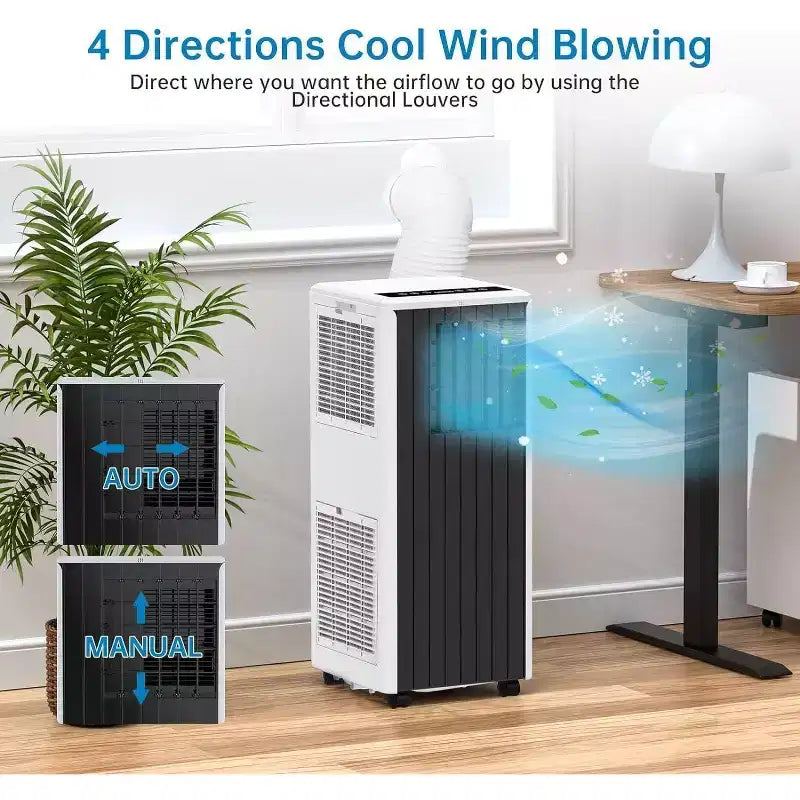 8,000BTUs Portable Air Conditioners Room Up to 350 Sq.Ft, 4-In-1 Portable Ac With Cool, Fan, Dehumidifier &Sleep Mode,Indoor Ac Unit w/Remote Control