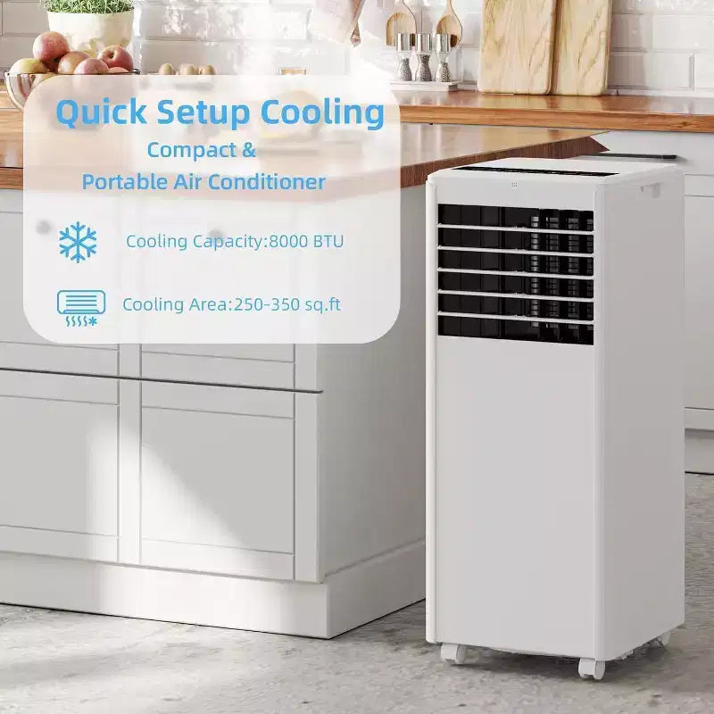 8,000 BTU Portable Air Conditioner - 3-in-1 AC for Rooms Up to 350 Sq.Ft with Remote & Window Kit
