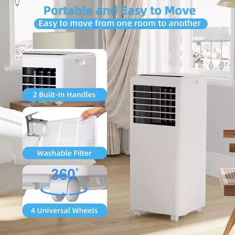 8,000 BTU Portable Air Conditioner - 3-in-1 AC for Rooms Up to 350 Sq.Ft with Remote & Window Kit