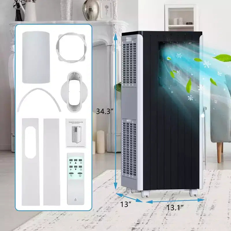 8,000 BTU Portable Air Conditioner - 3-in-1 AC Unit for 350 Sq.Ft (White) with Remote & Window Kit