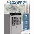 Acondicionador de aire portátil de 8.000 BTU, unidades de CA portátil 4 en 1 para habitaciones con ventilador, deshumidificador, enfría hasta 350 pies cuadrados, aire acondicionado de habitación, control remoto