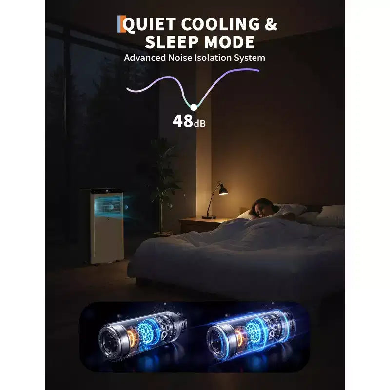 Acondicionador de aire portátil de 8.000 BTU, unidades de CA portátil 4 en 1 para habitaciones con ventilador, deshumidificador, enfría hasta 350 pies cuadrados, aire acondicionado de habitación, control remoto