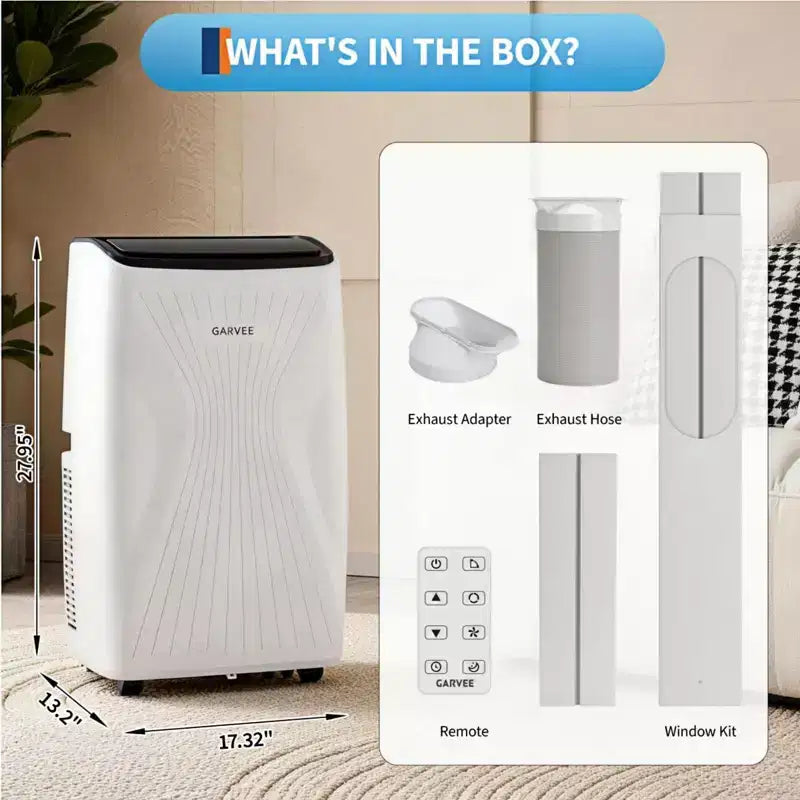 14000 BTU Portable Air Conditioner, 3-in-1 Portable Indoor AC Unit for Rooms to 700 Sq. Ft. with Cooling, Dehumidifier & Fan Modes, Remote, 24H Timer