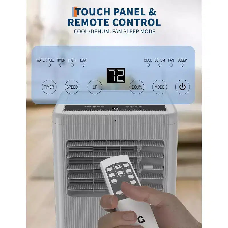 Aire acondicionado portátil de 10,000 BTU, 3 en 1, gris (1 unidad) para el hogar, dormitorio y oficina | Incluye control remoto, kit para ventana y ruedas para fácil movilidad