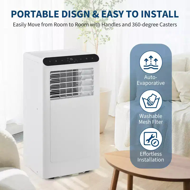 8,000 BTU Portable AC  3-in-1 Air Conditioner (1 Pack) for Rooms Up to 350 Sq.Ft | Compact Design with Window Kit & 24H Timer