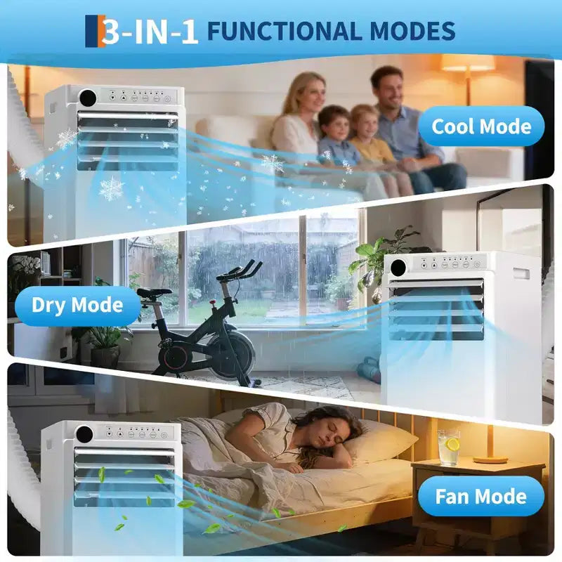 Aire Acondicionado Portátil de 8,000 BTU - Unidad de CA 3 en 1 Blanca (1 Paquete) para Habitaciones de hasta 350 Sq.Ft | Incluye Control Remoto, Kit para Ventana y Temporizador de 24H para Dormitorio